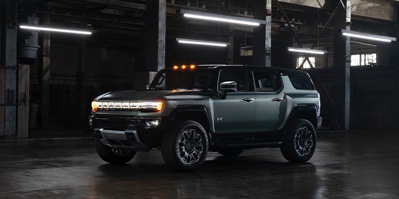 Gray GMC hummer EV suv