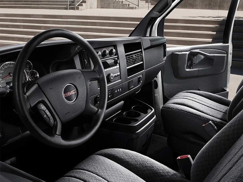 GMC savana passenger van dashboard showing features